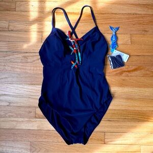 NWT: Skinny Dippers Lacey Tie Breaker One Piece Swimsuit